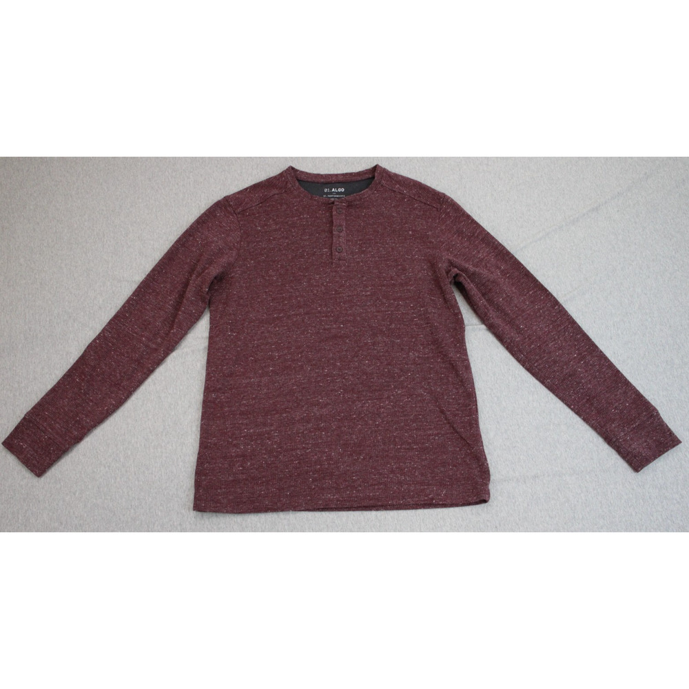01.Algo Shirt Mens Medium Red Performance Quarter‎ Button Quick Dry UPF40+